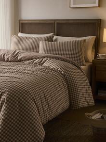 3pcs 100% Polyester Minimalist Plaid Duvet Cover Set (2 Pillow Shams + 1 Duvet Cover), Nordic Style (No Bed Sheet) - Multicolor - View 7