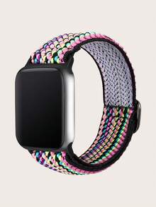 Nylon Twill Elastic Watch Bands Strap Compatible With Apple Watch Series 11/SE 3/Ultra 3/ 49mm 46mm 45mm 44mm 42mm /42mm 41mm 40mm 38mm, Watch Series 10 9 Ultra SE 8 7 6 5 4 3 2 1 For Women Men - Multicolor - View 3