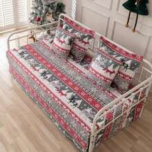 TieyaChkis - Juego de funda de sofá cama de 5 piezas para cama individual, edredón ligero para todas las estaciones, con fundas a juego y almohadas decorativas, funda de cama de doble cara, 39 x 75(Rojo y gris 39"x75") - Tipo 1 - Ver 4