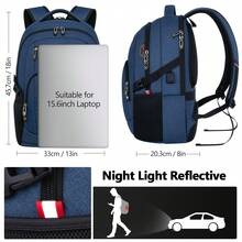 UKEIN 1PC Bagsure Travel Laptop Backpack, Business Water Resistant Laptop Backpack With USB Charging Port, College Bag For Men & Women - Màu xanh lam - Xem 5