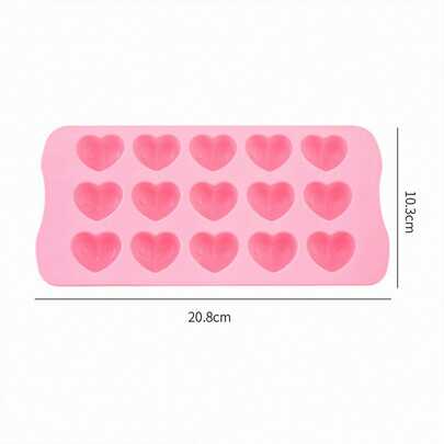 1pc Pink Silicone Ice Cube Tray Mold Transparent Heart-Shaped Ice Cube Tray For Home Kitchen Ice Cube And Chocolate Mold