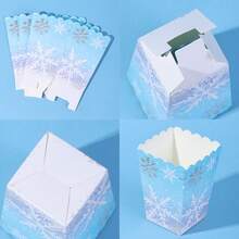 10pcs/20pcs/50pcs, Blue Snowflake Popcorn Box Snack, Winter Paper Popcorn Bucket For Winter Theme Party Movie Night Snowflakes Theme Birthday Party Decor Supplies,Disposable Food Container,Candy Snack Container For Christmas Party Gifts, Bulk Winter Snowflake Popcorn Box & Christmas Bucket,Frozen Theme Snack Box - 藍色 - 查看 6