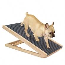 Adjustable Heights Dog Pet Ramp Foldable Stairs Non-Slip Ramp For Bed Sofa Car - 木材顏色 - 查看 2