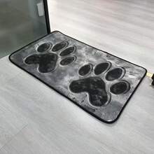 1 szt. luksusowy szary dywan z nadrukiem psiej łapy, mata dla zwierząt, supergęsty, krótki pluszowy materiał, 1000 g/m², wytrzymały i nadający się do prania w pralce, odpowiedni do biura, przedpokoju, wejścia, sypialni, kuchni, przyjazny zwierzętom wystrój domu, może być używany jako prezent świąteczny, na parapetówkę, dla miłośników zwierząt, na Boże Narodzenie, nowoczesna dekoracja podłogi w domu!