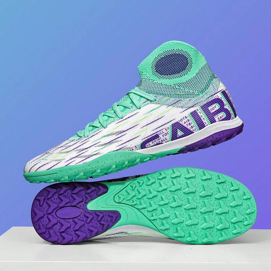 男式足球鞋 坚固地面足球鞋 女式草皮足球鞋 橄榄球靴 户外透气运动专业男女通用 - 黑色 - 查看 1