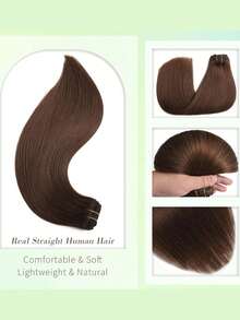 Clip In Hair Extensions Real Human Hair Seamless Human Hair Clip Ins Extensions For Women Invisible Straight 8Pcs Double Weft Chocolate Brown #4 - 巧克力棕 - 查看 4