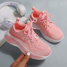 Kids Lace-Up Sneakers – Lightweight Breathable Running & Walking Shoes For Boys & Girls, Gym & Outdoor Sports, Little Kid/Big Kid - 粉色 - 查看 2