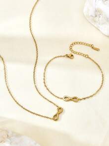 1pc 18k Gold Plated Titanium Steel Women's Infinity Loop Necklace, Perfect For Everyday Wear