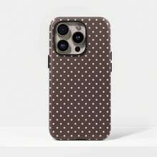 Pink & Brown Polka Dot Phone Case, Cute Aesthetic Y2K Style, Compatible With 17/16/15/14/13/12/11 Pro Max - Brown - View 5