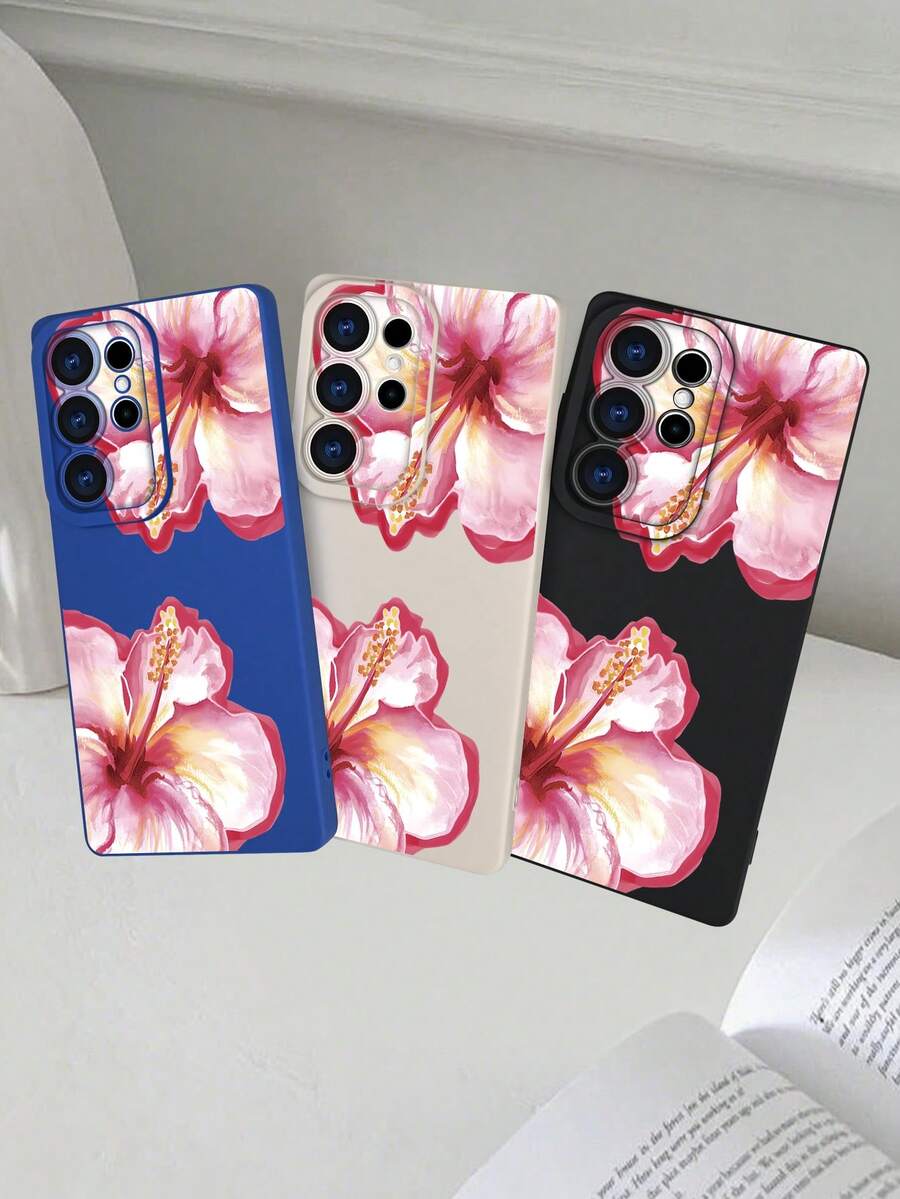 GALLAPLE Cute Floral Pattern Phone Case, Shockproof, Slim-Fit, Flexible Design, Fashionable Phone Accessory For Teens And Women, Lightweight, Durable, Scratch-Resistant, Summery Vibe, Compatible With Samsung Galaxy S25Ultra/S25Plus/S25EDGE/S25/S24Ultra/S24/S23Ultra/S23/S22Ultra/S22 Case - 寶藍色 - 查看 1