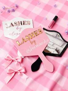 Customized 3D Acrylic Pipette-Shaped Logo Mirror, Acrylic Eyelash Technician Handheld Photo Prop, Eyelash Beauty, Personalized Eyelash Technician Logo, Handheld Eyebrow Mirror - Multicolor - View 7