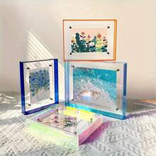 1个亚克力悬浮相框 - 可摆放在桌面或墙上，高透明度PMMA材质，多种尺寸可选，简约透明边框，适用于家居、办公室、照片墙 - 秋季装饰、节日礼物、工作空间必备、摄影佳品、优雅、圣诞节、感恩节、新年、冬季家居装饰 - 彩色 - 查看 6