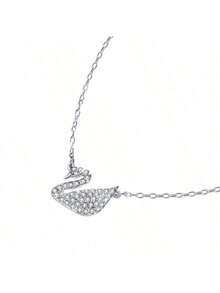 Swarovski SWAN 經典銀天鵝鎖骨鏈銀色鏈條項鍊女母親節禮物聖誕節禮物女友禮物生日禮物時尚項鍊女 - 銀色 - 查看 6