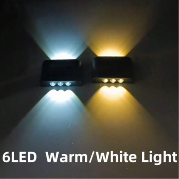 1pc 6 LED Magnifying Glass Solar Powered Outdoor Wall Light, Warm Lighting