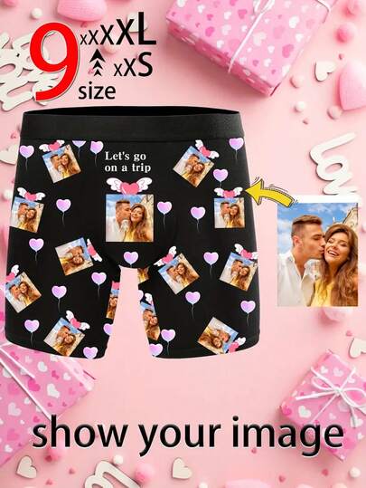 Customized Underwear, Personalized Graphic Print, Comfortable Casual, Fun Design, Can Customize Funny Portrait Photo, Ideal Gift For Valentine's Day