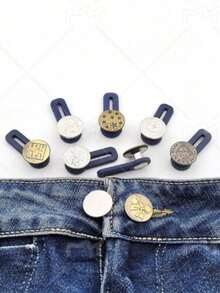 Hebilla de extensión de cintura, clip de ajuste de cintura de jeans desmontable, hebilla elástica sin costuras para el cinturón (estilo aleatorio) - Multicolor - Ver 3