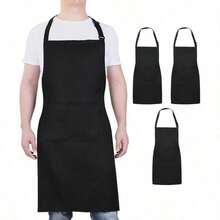 Minimalist Black Chef Apron - Pocket-Free, Unisex Adult Apron For A Sleek Look | Kitchen Essentials/Chef Aprons/Beginner Kitchen Tools/Cooking Must-Haves - Black - View 13