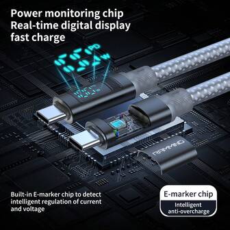  Cable USB-C a USB-C [1 paquete, 3.3 pies] RAMMIND, cable de carga rápida de 100 W con pantalla LED compatible con iPhone 17, 16, 15 Pro, Plus, Pro Max, Air, iPad Pro, Galaxy S25, S24, Swacbook Air, Pixel