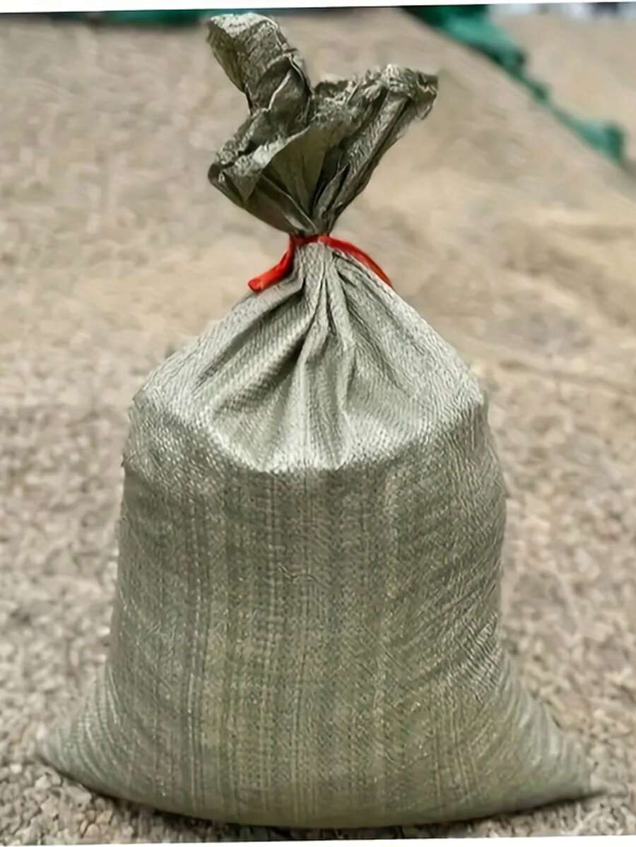 3/6 Pcs Reusable Green PP Woven Bags - Heavy-Duty Multipurpose Stackable Design For Space Saving, Suitable For Construction Waste Removal, Crop Transport, Sandbagging, Shipping, Handling, Grain Storage, Uncoated Materials | Textured Surface | Reusable Bags