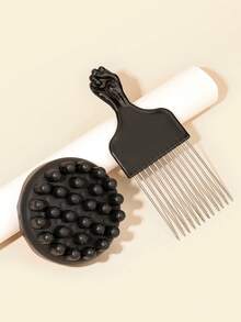 2pcs Big Holes Barber Hair Brush Sponge Dreads Locking Twist Afro Curl Coil Wave Hair Care Tool, Premium Twist Tool, Long-Lasting Durable, Longevity, Defines Twists, Professional Quality, Quick & Easy Styling, Washable, Black, Claw Clips, Hair Tool Kit - Multicolor - View 8