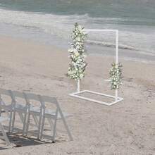 Quadratischer Hochzeitsbogen 3,28 x 2,46 ft quadratischer Metall-Hintergrundständer Weißer Hochzeitsbogen Hochzeitsdekorationsständer Bogenstütze für Hochzeiten, Geburtstage, Partys, Gärten - Weiss - Übersicht 5