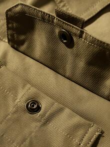 Autumn/Winter New Men's Long Sleeve Jacket, Lapel Casual Fashion Versatile Jacket, Multi-Pocket Military Green Button Jacket, Retro Jacket