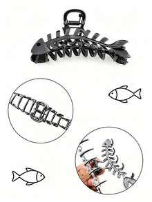 3个极简金属鱼骨发夹，高端发爪，适用于马尾辫、后脑勺半丸子头，适合日常、派对、节日、假日、生日、情人节、感恩节、复活节、母亲节等场合，创意礼物 - 彩色 - 查看 6