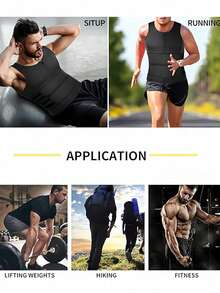 1 pieza Chaleco entrenador de cintura con cremallera de neopreno para hombres, top de tanque de sauna con forma negra, chaleco moldeador para hombres, top de tanque de fitness transpirable con doble cinturón de cintura