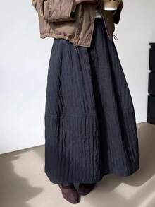 纹理填充 A 字裙，适合秋冬季 - 黑色 - 查看 4