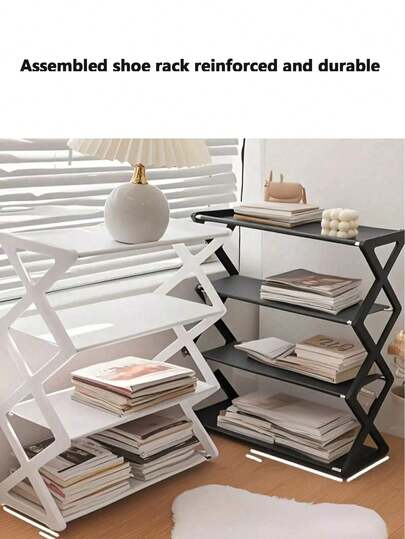 1pc-4-Layer X-Shaped Dustproof Shoe Rack, Which Saves Space And Is Easy To Assemble, Is An Ideal Choice For Families And Kitchens, Shoe Rack Storage, Modern Shoe Rack, Shoe Rack Storage Organizer, Living Room Shoe Rack And Home Decoration.