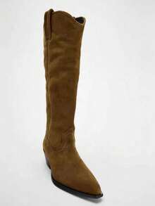 Fall/Winter New Arrival Women's High Heel Pointed Toe Tall Boots, Deep Brown Color, Wide Shaft Equestrian Style Tall Straight Shaft Retro Boots - Brown - View 6