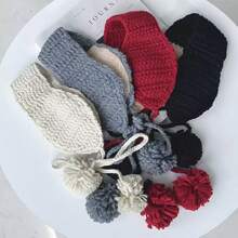 1 Pair Of Women's Cute Knitted Ear Muffs, Padded Ear Protection Design, Strap Style, Suitable For Fall And Winter Warmth Scene White Ear Muffs