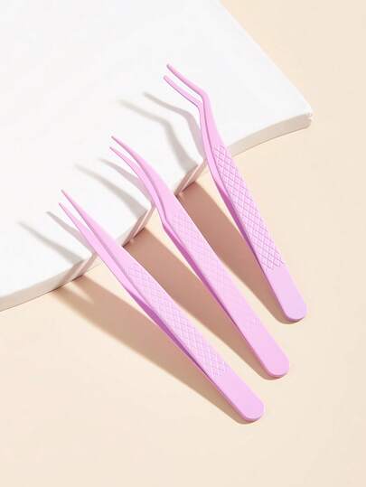 3 Stück Mehrzweck-Pinzetten-Set - rutschfeste pastellfarbene Griffe mit 3 Spitzentypen für Wimpern, Nagel-Sticker & Haarentfernung, sicherer Griff & schmerzfreie Anwendung, elegantes Geschenk für Weihnachten, Hochzeiten & Geschäfte