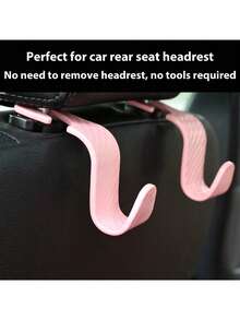 1pc Car Seat Headrest Hanger, Car Seat Storage Hooks For Purse Handbag Jacket Grocery Bag, Universal Plastic Hanger For Car Backseat Accessories For Women Storage Organizer Travel Essentials Back To School Dormitory Storage Fall Decor - Multicolor - View 4
