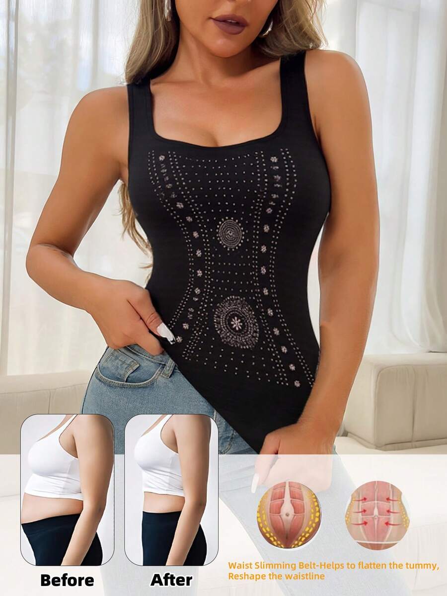 1pc Women Shapewear Camisole, Seamless Waist Trainer Vest, Minimalist Dily Slimming Camisole