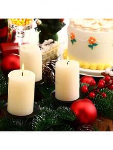 1pc Black Cone Candle Holder, Black Rimmed Tray, Advent Wreath Candle Holder, Metal Candle Holder To Secure Candles, For Advent, Wedding, Christmas, Party, Dinner Table Centerpiece, Valentine's Day, Holiday Party Decor - Multicolor - View 4