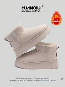 HUANQIU 2025 Autumn/Winter New Women's Ankle Boots Women's Sports Shoes Fashion Multi Functional Lightweight And Comfortable Soft Soled Casual Shoes Running Shoes Women's Ankle Boots Beige Snow Boots - Beige - View 2