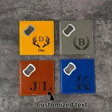 1pc/5pcs/10pcs/20pcs Customized Engraved Black Marble Texture Wooden Coasters, Personalized Coaster Gifts, Housewarming, Wedding, Anniversary Gifts - Black Marble - View 7