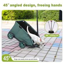 Wedyvko Pet Stroller For Small Dogs, Puppies, Cats, And Rabbits – Foldable With 45° Angled Design And 360° Rotating Handle – Comfortable Cushioned Seat, Restraint Strap, And Storage Bag – Perfect For Walks, Parks, And Outdoor Adventures - Dark Green - View 5
