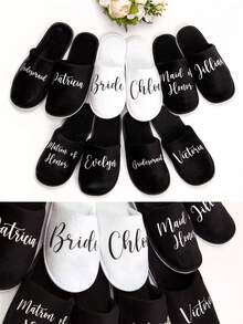 Personalized Slippers With Texts/Photo For Bridal/Birthday/Birth Party Gifts. Custom Slippers/Party Favors & Gifts. Custom Wedding Slippers, Fluffy Bridesmaid Slippers, Personalized Wedding Slippers, Christmas Party Slippers - Multicolor - View 6