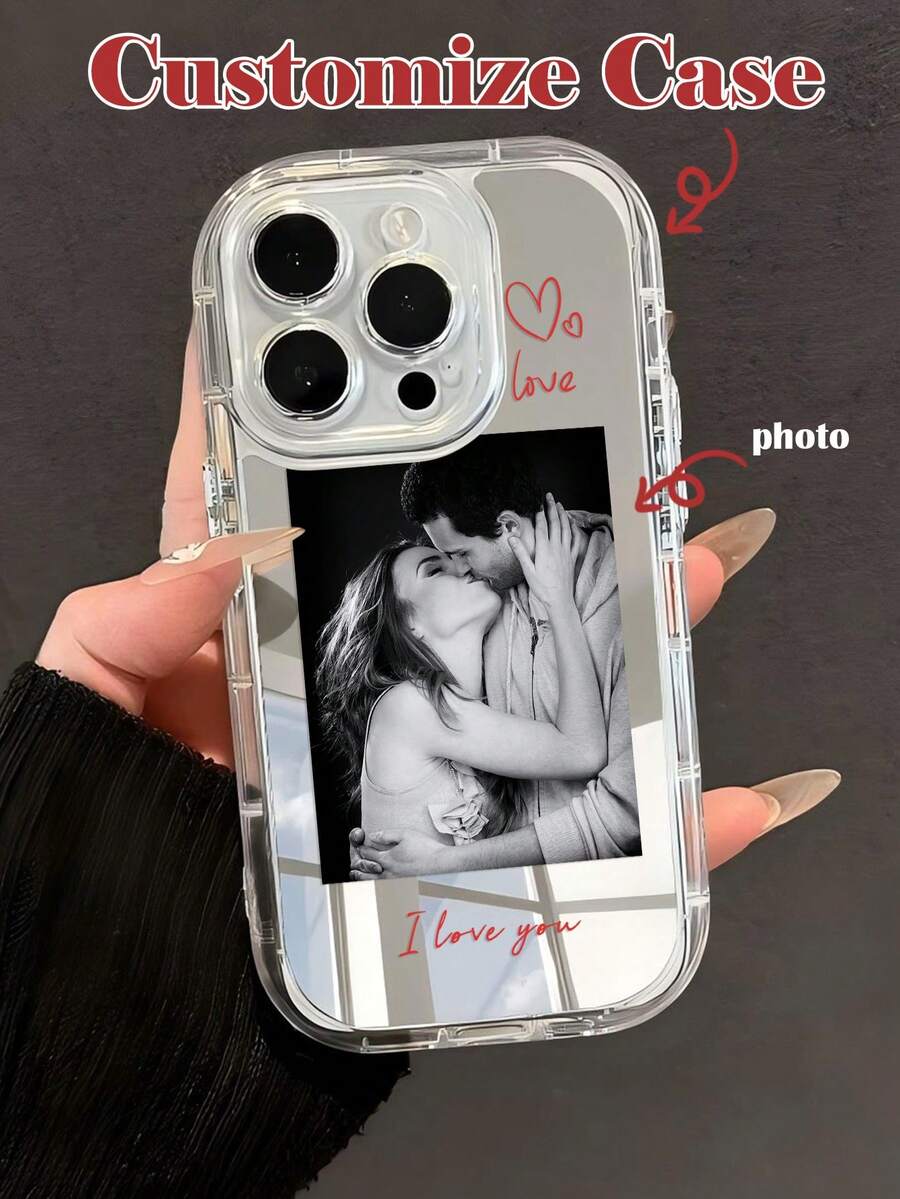 Ốp lưng điện thoại in ảnh cá nhân/thú cưng theo yêu cầu, thời trang, cá nhân hóa, trong suốt, dày dặn, phản quang toàn diện, tương thích với iPhone 11 12 13 14 15 16 Pro Max, thích hợp cho Ngày Valentine, Kỷ niệm, Sinh nhật, Ảnh đời sống, Bạn thân, ốp điện thoại 2025, Ốp điện thoại dễ thương - Trong sáng - Xem 1
