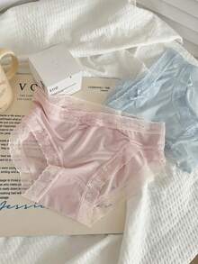 14 Pieces Of Women's Lace Thin Comfortable Cute Underwear - Soft Blended Lace Edge Bow Design, Breathable Solid Color Underwear, Exquisite Bow Decoration, Delicate And Smooth Fabric. - 混合色14件裝 - 查看 5