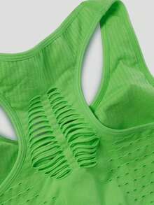 Plus Size Women Seamless Knit Sports Bra With Removable Cups