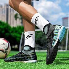 男式足球鞋 坚固地面足球鞋 女式草皮足球鞋 橄榄球靴 户外透气运动专业男女通用 - 黑色 - 查看 5