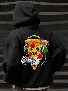 1pc Tween Boy Thermal Lined Thick Warm Sweatshirt, Young Student Clothing, Suitable For Kids Autumn/Winter Long Sleeve Top - Black - View 6