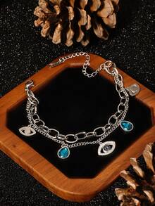 优雅的恶魔之眼钛钢手链，防过敏，不褪色，18K镀金，多功能复古珠宝，送给朋友的珍贵礼物 - 多款式 - 查看 11