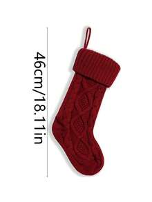 1个18英寸大号圣诞袜，个性化麻花针织圣诞挂袜装饰，适用于节日圣诞派对……非常适合壁炉装饰、节日派对装饰、圣诞派对装饰、家居装饰、房间装饰或作为圣诞礼物。圣诞装饰 冬季圣诞装饰 家居圣诞礼物 圣诞装饰 - 彩色 - 查看 6