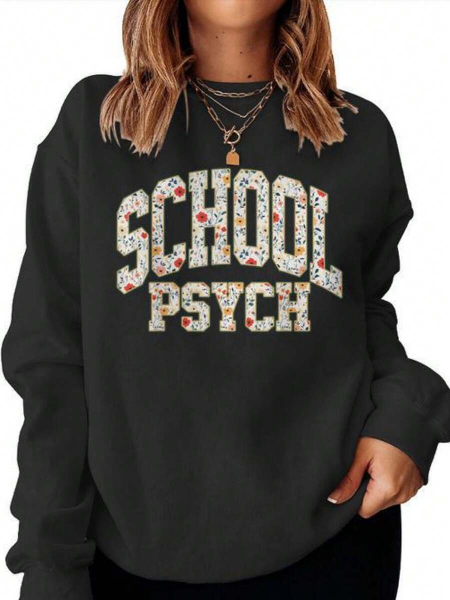 Retro Wildflower School Psych Teacher School Psychologist Women Sweats (2) - màu đen - Xem 1
