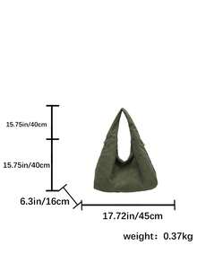 2025 Autumn/Winter New Fashion Corduroy High-Capacity Multi-Pocket One Shoulder Underarm Tote Bag - Green - View 2