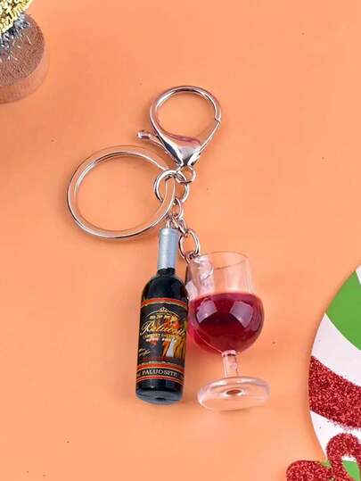 1 buc breloc sticlă de vin de Crăciun cu pandantiv din sticlă - accesoriu tematic acrilic cu închidere tip homar, cadou elegant pentru femei, potrivit pentru petreceri de sărbători, utilizare zilnică și sărbători de Anul Nou (durabil și ușor)